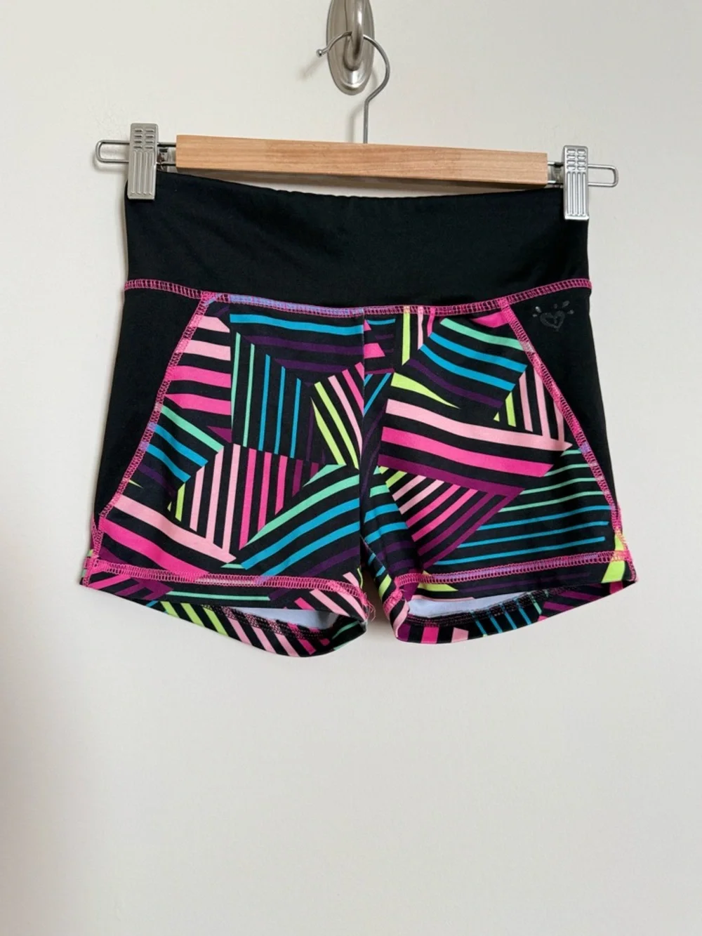 Justice Active Neon Geometric Athletic Shorts Size 10 Workout Dance Gym